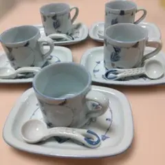 有田焼雅峰窯の カップ＆ソーサー スプーン付き 5客セット