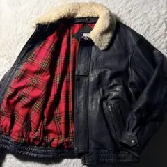 【雰囲気抜群】フライトジャケット　 G-1 襟ボア　ラムレザー 羊革　黒　LL