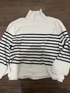 ストライプ タートルネック ニット