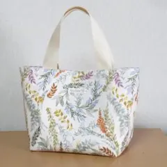 ハンドメイド★ミニトートバッグ★植物柄（アイボリー）