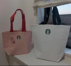 韓国限定　スターバックス　エコバック　ホワイト　ピンク　スタバ　2点