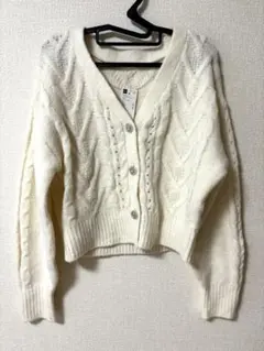 未使用新品 GU ビジューボタンケーブルニットカーディガン XL