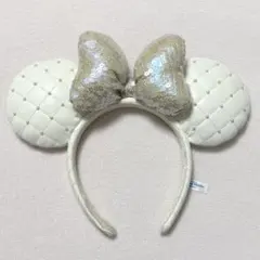 ディズニー ミニー キルティング パール 白 カチューシャ