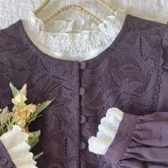 サマンサモスモス ★sm2★パープル⋆胸元お花レースワンピース