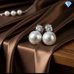 大粒パール×ビジューピアス 上品可愛い 韓国風 レディース