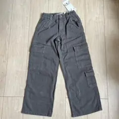 新品　ZARA キッズ　マルチポケット　カーゴデニムパンツ　グレー　128cm