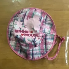 ディズニー　帽子　ミニーマウス チェック柄ハット ピンク　54㌢