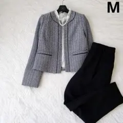 フォーマルセットアップ ツイードジャケット テーパードパンツ ブラック