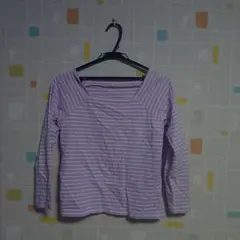 IÉNA 薄紫 ストライプ 長袖Tシャツ