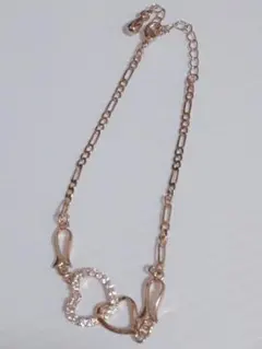 ハートモチーフ クリスタルブレスレット　デザインネックレス　三点セット✨