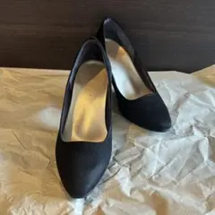 velikoko 22.5cm ラクチンきれいパンプス 黒 スウェード調