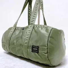 希少　美品　ポーター　タンカー　ミニボストンL　ドラムバッグ　セージグリーン　緑