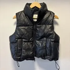 Hollister フェイクレザー ダウンベスト ブラック S