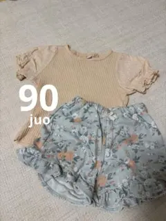 juo セットアップ　リブトップス　花柄　ショートパンツ　90 女の子