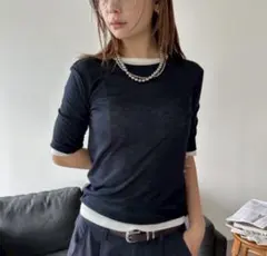 【HANNE】2PAKシアーハーフスリーブTEE