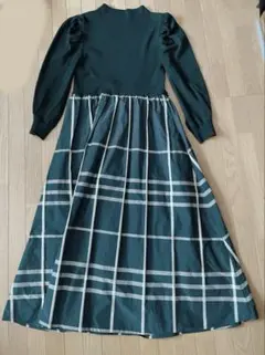 美品　ELENDEEK チェックロングフレアワンピース