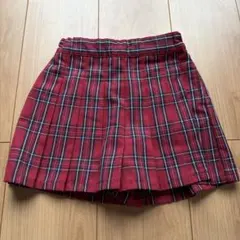 赤チェック柄 プリーツスカート キュロットのサムネイル