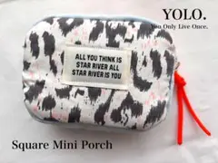 淡色レオパード柄 スクエアミニポーチ