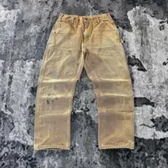 コメ欄セール！USA製 良フェード ブラウン ダブルニー 金ボタン ゆるだぼ