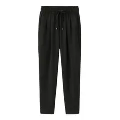 【美品】GU ドローストリングテーパードアンクルパンツ ブラックS