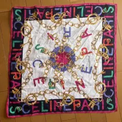 CELINE チェーンデザイン スカーフ 　大判ハンカチ