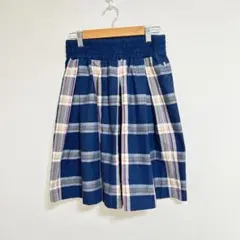 AIGLE エーグル チェック フレアスカート ネイビーのサムネイル