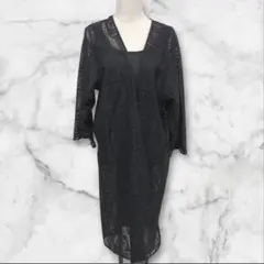 【希少美品】ハニーサックルローズ　ブラック　クロッシェ編み　ロングカーディガンのサムネイル
