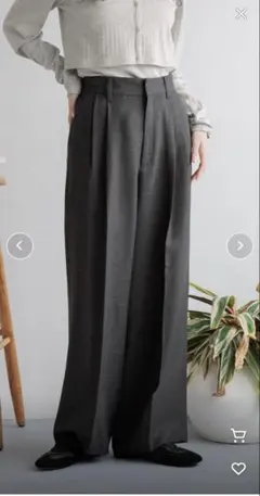 メランジツイルワイドパンツ　チャコールグレー