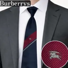 良品✨Burberrys ネクタイ　ホースロゴ　ジャガード　ネイビー　ボルドー