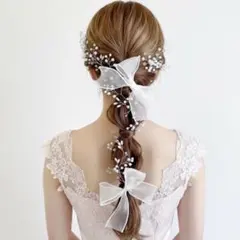 No.193 パールリーフ ヘッドドレス➕選べる リボン2本 のセット