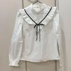 Ank Rouge(アンクルージュ) リボン　フリル付きホワイトブラウス