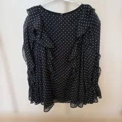 ドット柄フリル長袖ブラウス サイズ2