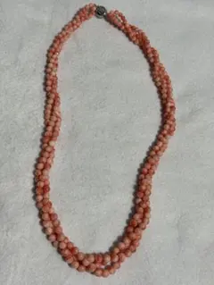 珊瑚　ロング　3連　ネックレス