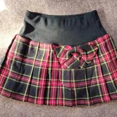 かわいい赤黒チェック プリーツスカート 　140cm