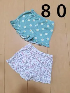 花柄フリル付きショートパンツ2枚セット
