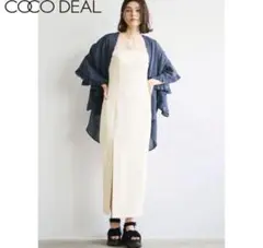 COCO DEAL カップ付き鹿の子リブウエストベアワンピース