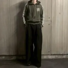 adidas トレフォイル ロゴ ジャージ生地 ジップフーディー パーカー