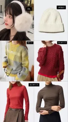 ★お得な冬物セット売り★ニット　セーター　ハイネック　シャツ　アクセサリー