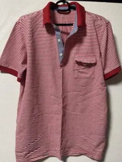 赤と白のストライプ ポロシャツ