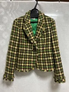 H.Lフリンジ付きチェック柄ジャケット