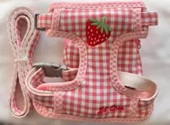 【新品】Zichenいちご刺繍 リュック付き　ハーネスリードセットSサイズ