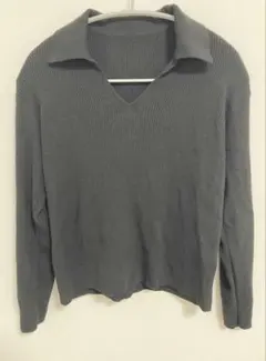 ユニクロ ウォッシャブルニットリブポロセーター ブラック