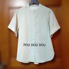 PouDouDou水玉コットン半袖シャツ、ノーカラーのサムネイル