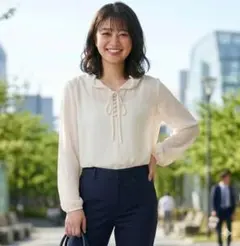 レリアン NEMIKA ９号 リボンタイ 洗えるシフォンブラウス 日本製