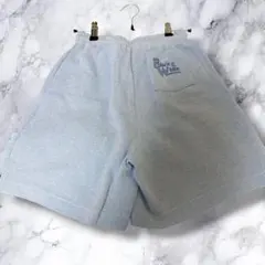 【美品】ブラック&ホワイト ショートパンツ M ブルー パイルワッフル　ゴルフのサムネイル