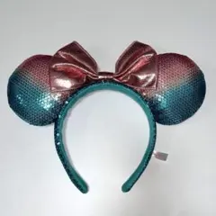 ミニー カチューシャ ピンク×ブルーグリーン グラデーション