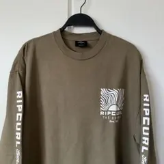 【RIPCURL】リップカール/長袖スウェット/ロンT/バッグプリント/カーキ