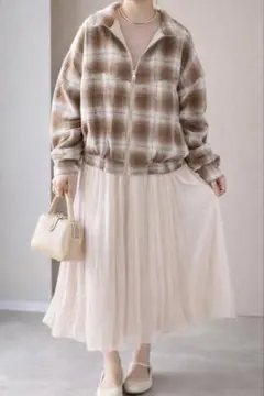 リバーシブル チェック ブルゾン