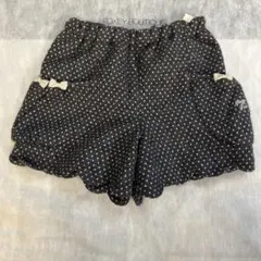 メゾピアノ ショートパンツ スカラップ ドット柄　グレー　140 リボン
