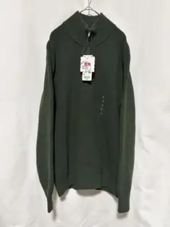 新品 UNIQLO スフレヤーン ハーフジップセーター M ダークグリーン